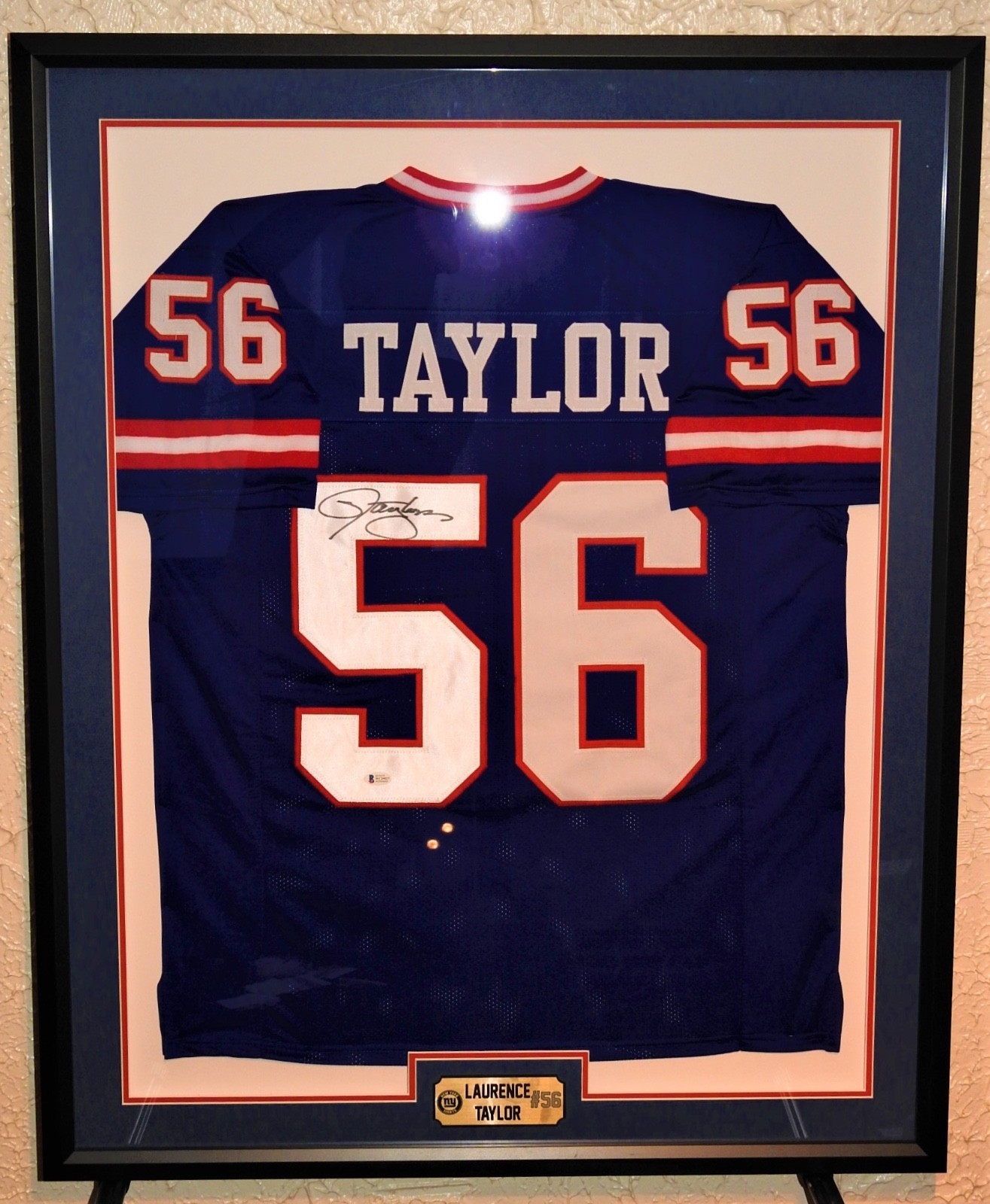 Signed Framed NY Giants HOFer Lawrence Taylor Football Jersey With COA
