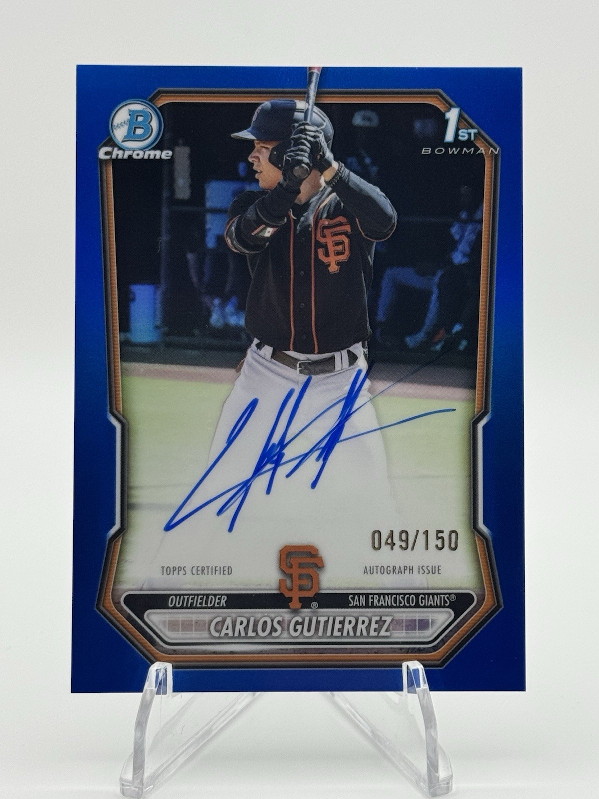 2026 Bowman Chrome Carlos Gutierrez 1st Bowman Blue Refractor Auto /150 Giants