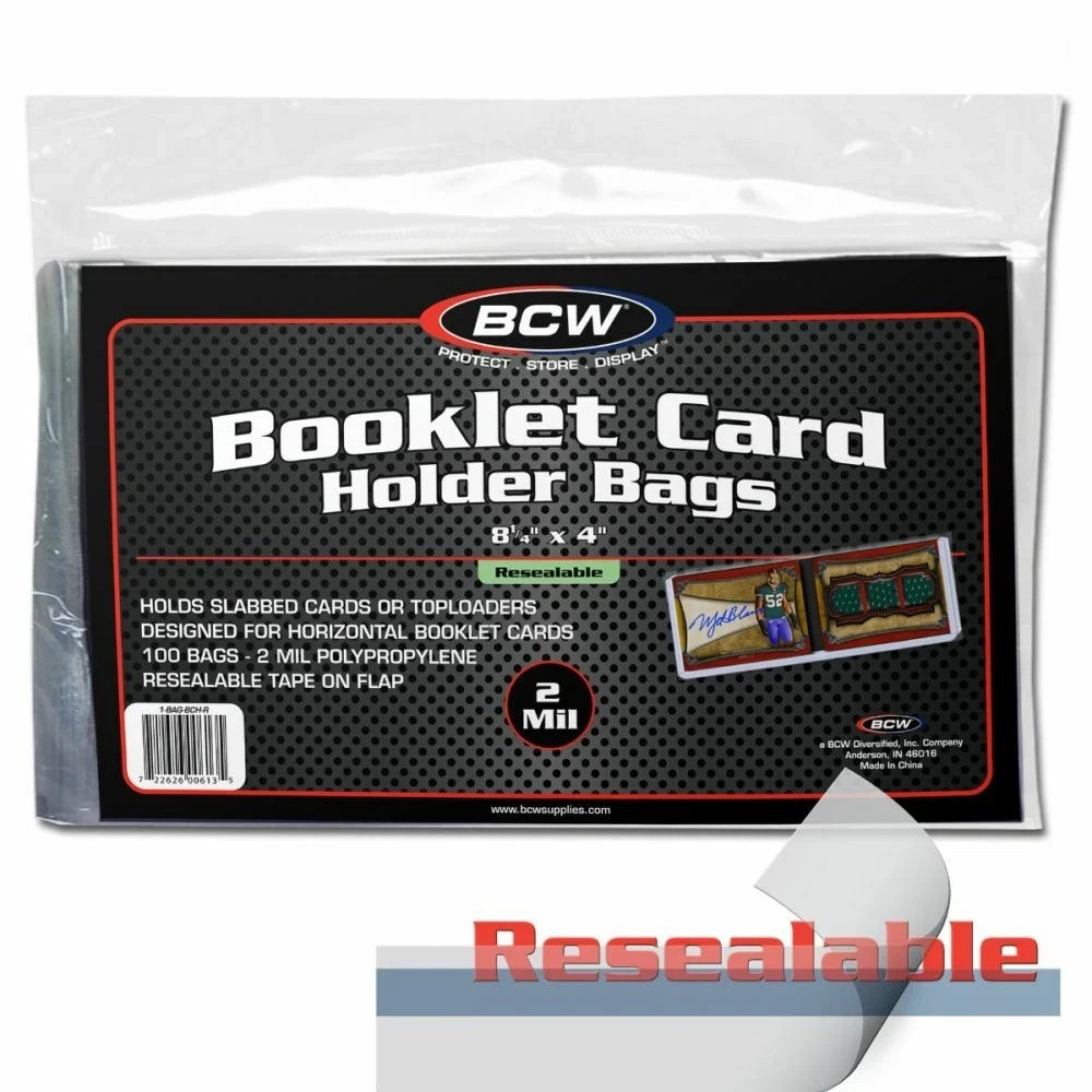 9 packs of 100 BCW Resealable Booklet Card Holder Bags! (900 Total) Free S/H! D