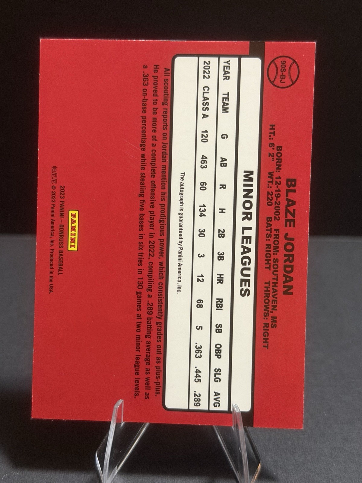 2023 Donruss Blaze Jordan Retro 1990 Signatures RED Auto # /99 #90S-BJ Red Sox