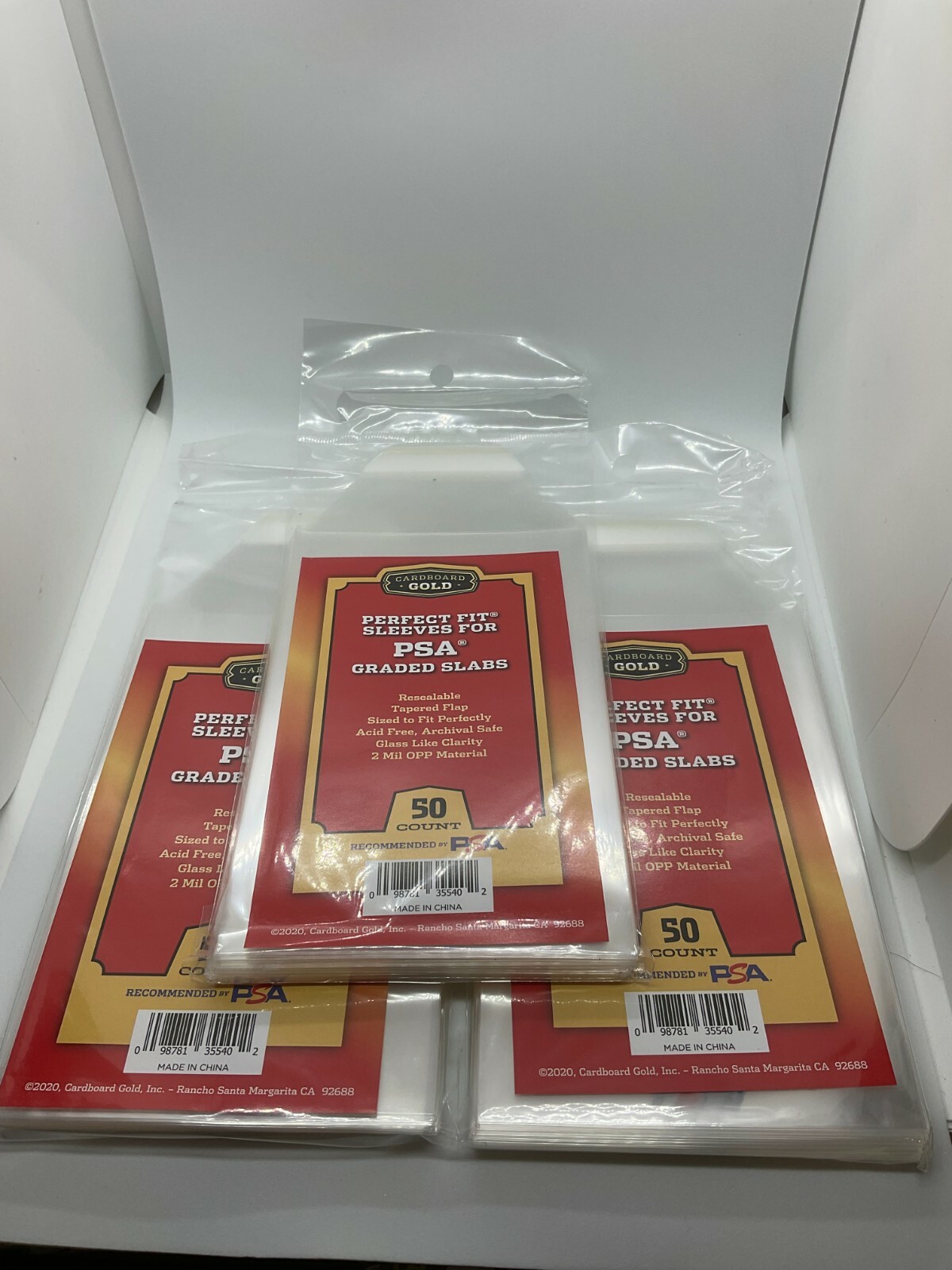 Cardboard Gold Perfect Fit Sleeves For PSA Graded Cards/Slabs 150 Ct with logo