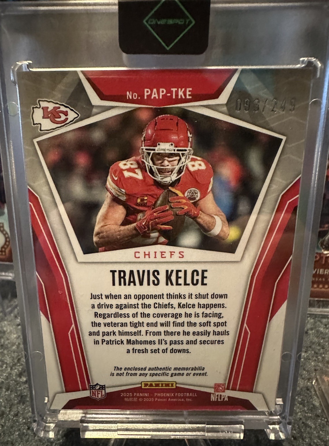 2025 Panini Phoenix – Pandora Patch Travis Kelce #PAP-TKE Red /249 (MEM)