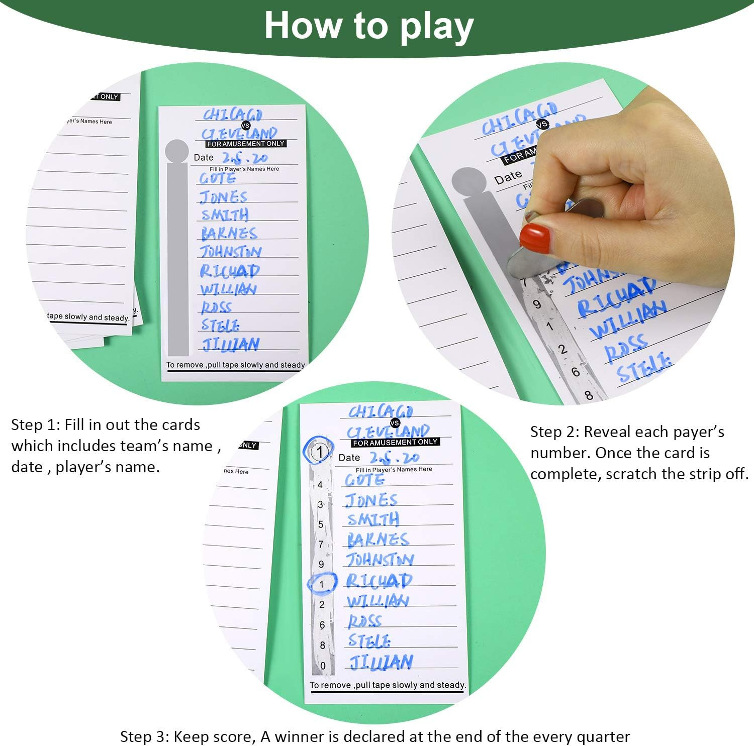 Frienda 100 Pcs 10 Line Football Sports Strip Cards Football Pool Cards Scratch