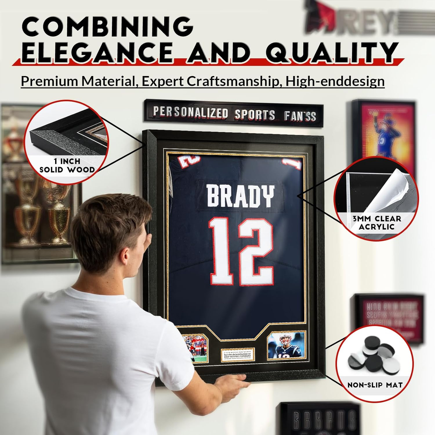 Jersey Frame Display Case, Large Clear Acrylic Shadow Box with UV Protection for