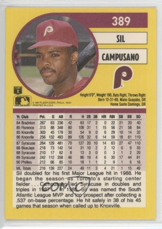 1991 Fleer Sil Campusano #389 1r6m