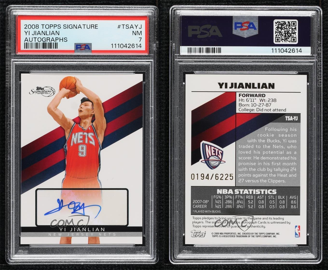 2008-09 Topps Signature Auto 194/6225 Yi Jianlian #TSA-YJ Auto 6h1
