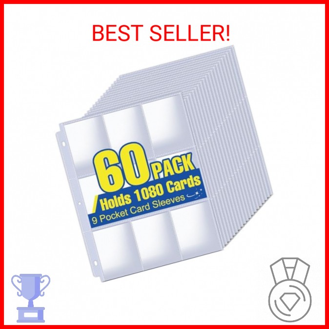 1080 Pockets Card Sleeves Binder Sheets, 9 Pocket Card Sleeves for 3 Ring Binder