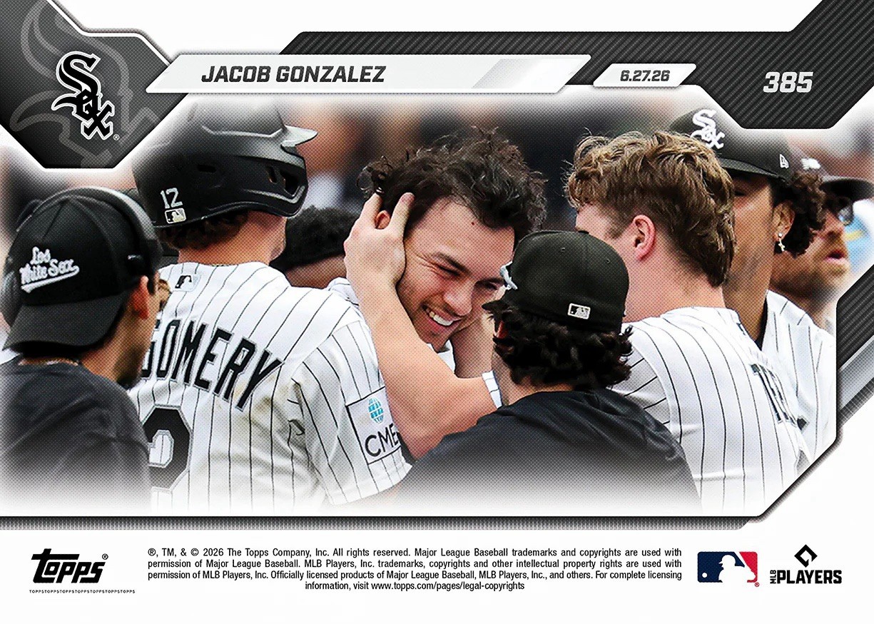 Jacob Gonzalez Call Up 1st Career Walkoff Hit 2026 MLB Topps NOW #385 PRESALE
