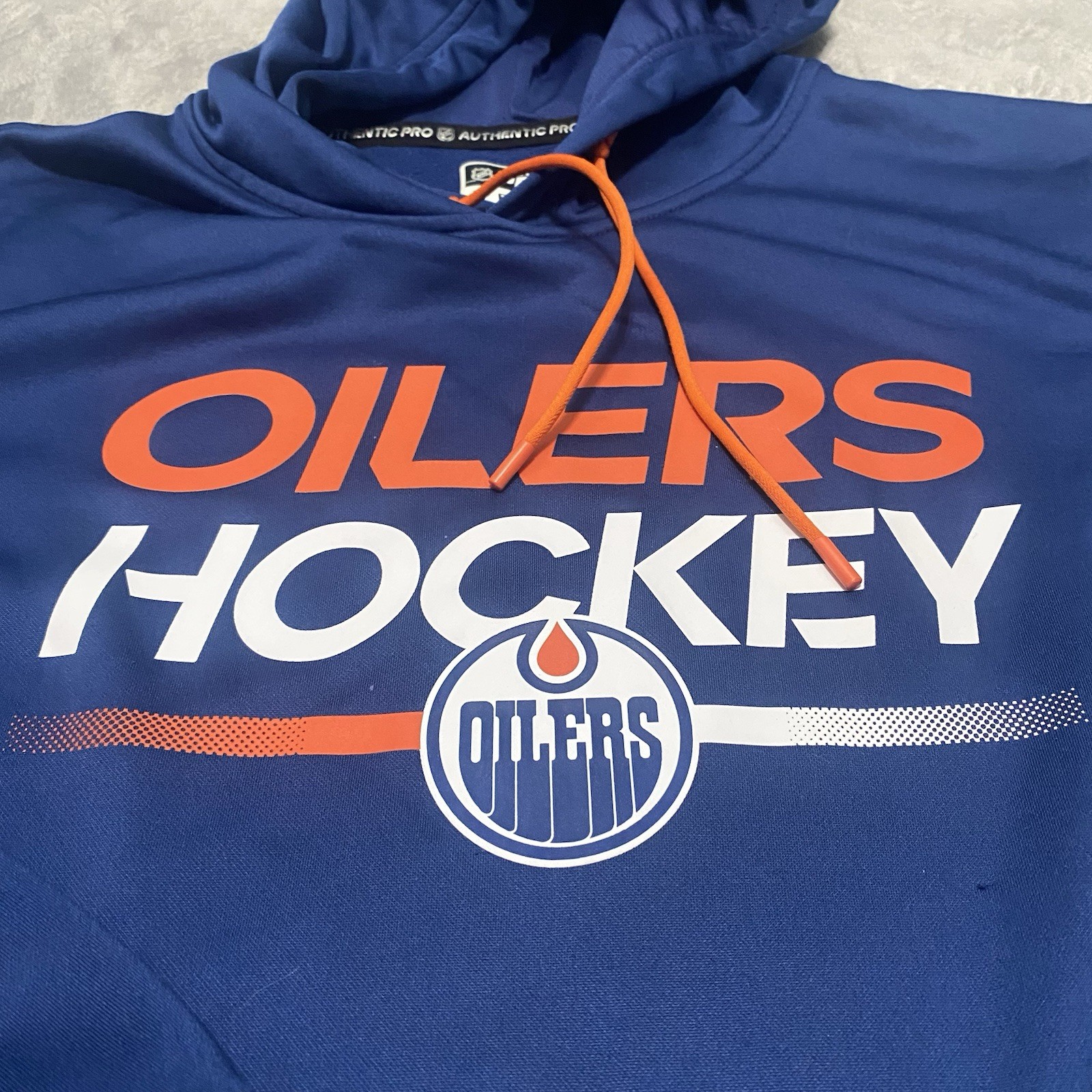 Men’s Edmonton Oilers Fanatics Royal Blue Pro Performance Pullover Size XL NHL