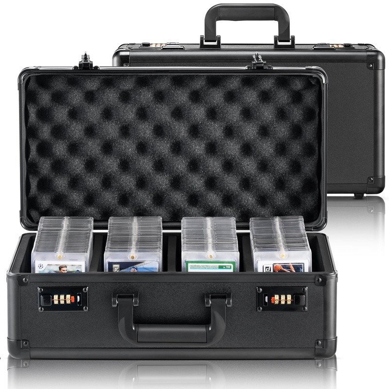 Durable Graded Card Storage Box 120 Cards W/ Combination Lock & Foam Inserts New