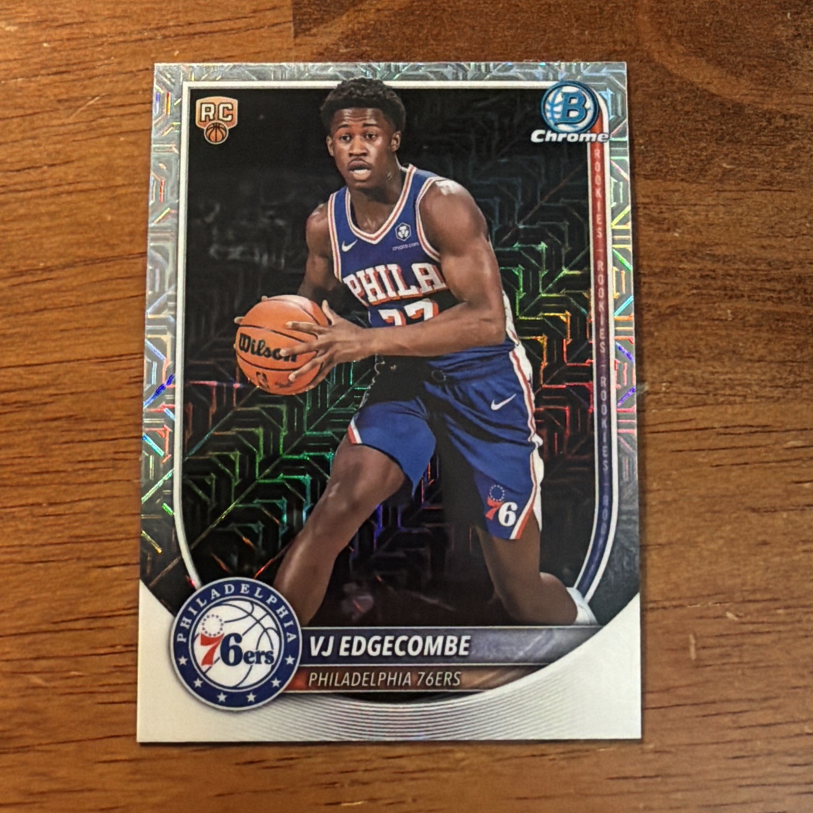 2025-26 Bowman Chrome VJ Edgecombe RC Mojo Refractor Rookie BCV-3 Philly 76ers
