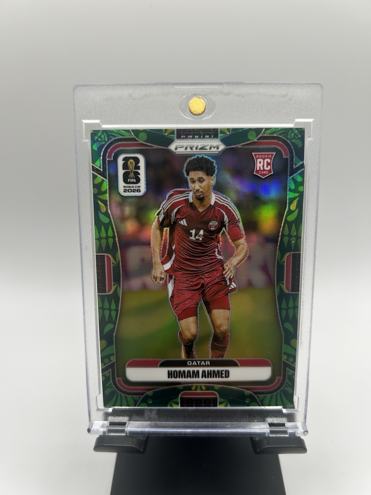 2026 Prizm FIFA World Cup Homam Ahmed Rookie Aguila Green Prizm /70 SP RC Qatar