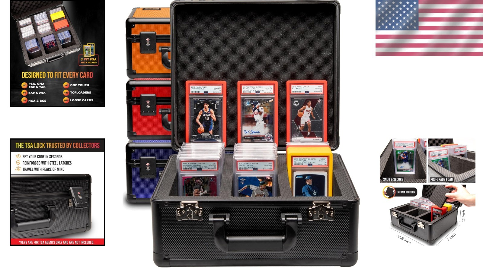 3 Row Graded Card Storage Box – Protects 120+ PSA Collectible Cards