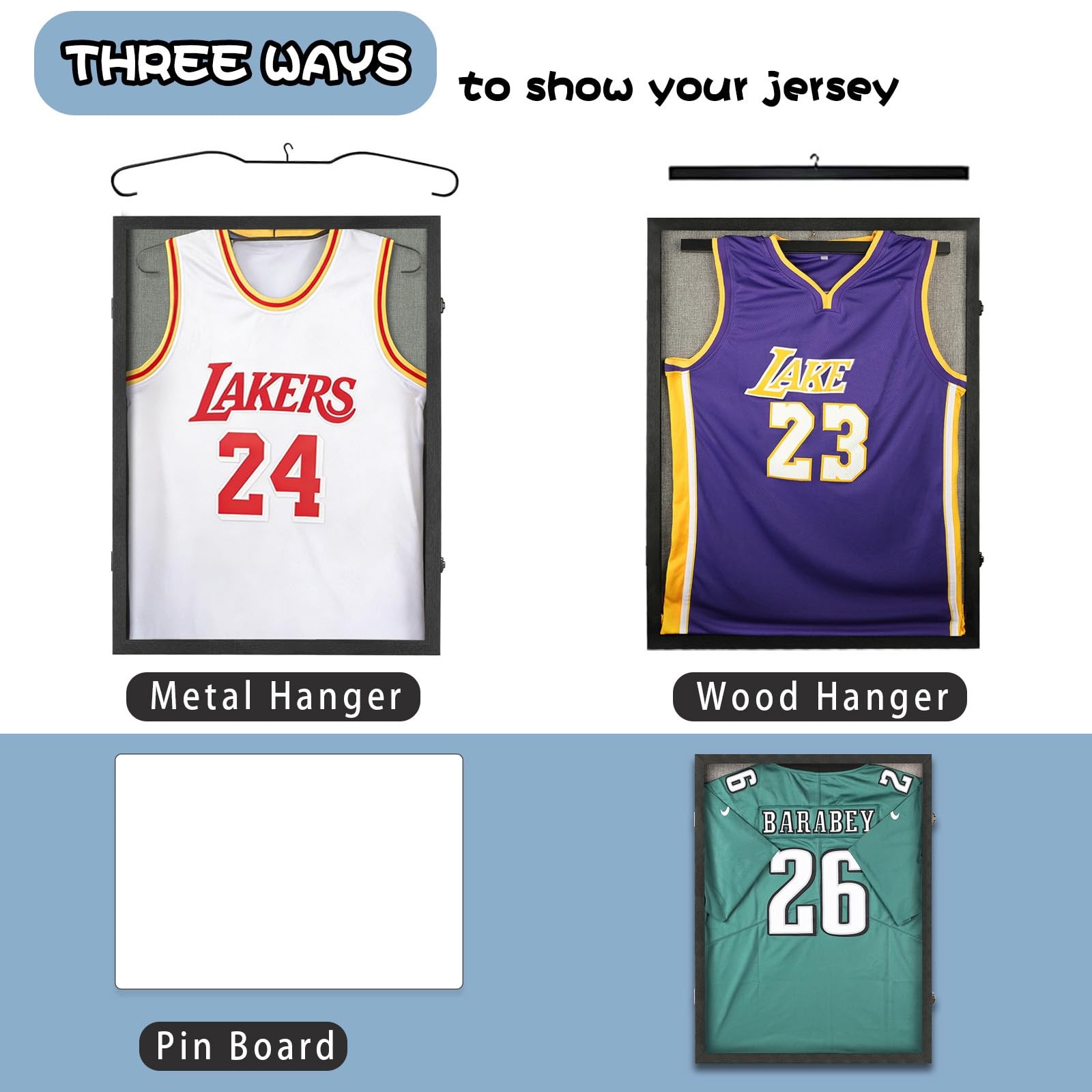 Jersey Frame Display Case for Wall ,Large Lockable T-Shirt Shadow Box with Cl…