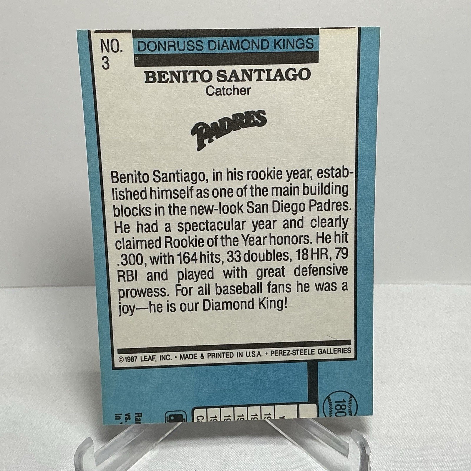 RARE Severe Miscut Error – 1988 Donruss Diamond Kings Benito Santiago