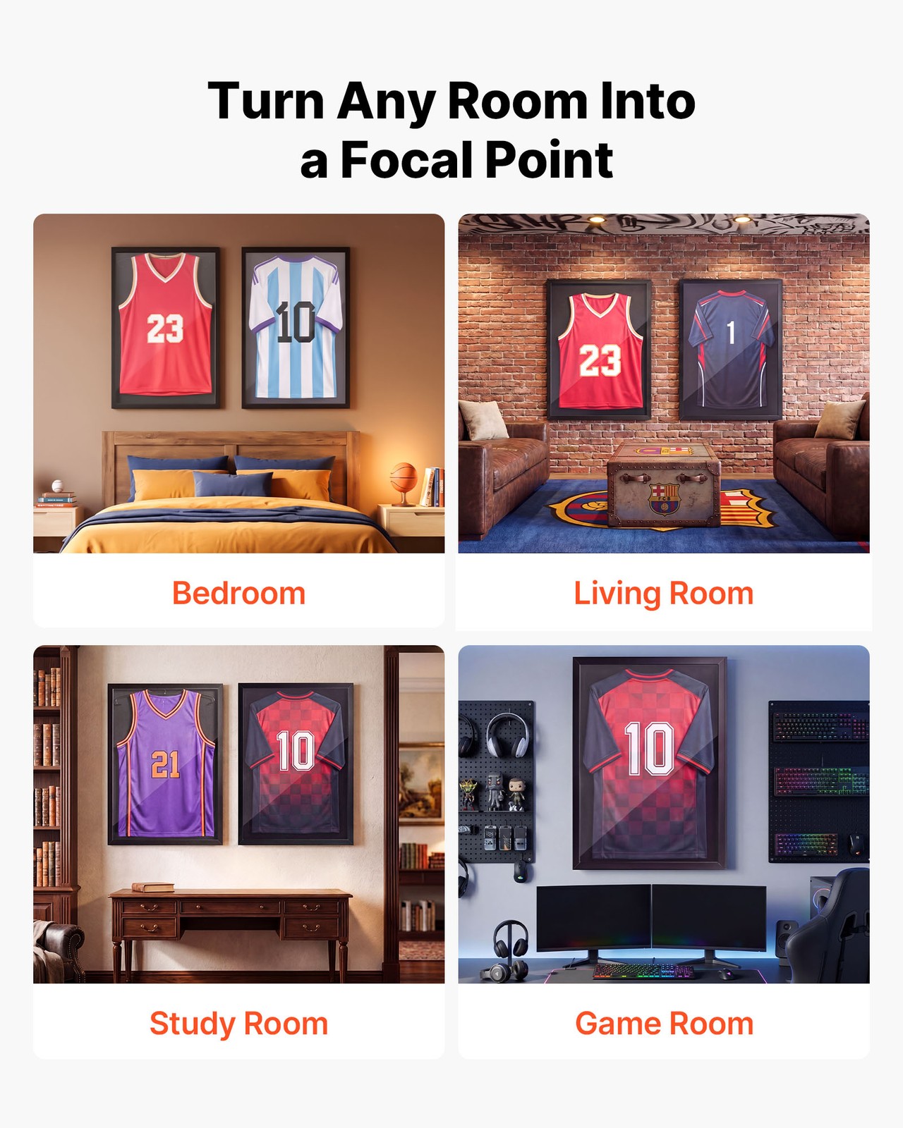 VEVOR Jersey Frame Display Case 31.3×23.2in Wood Sport Jersey Shadow Box 2 Pack