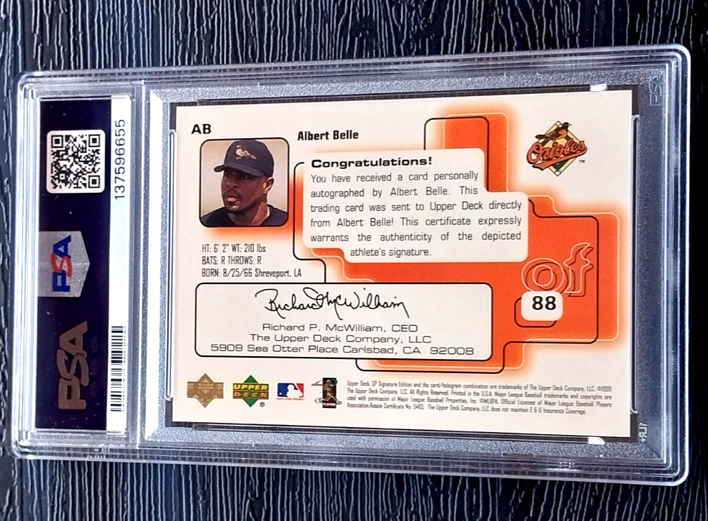 ALBERT BELLE AUTOGRAPHED SIGNED 1999 SP SIGNATURE #AB AUTOGRAPHS PSA 9 MINT