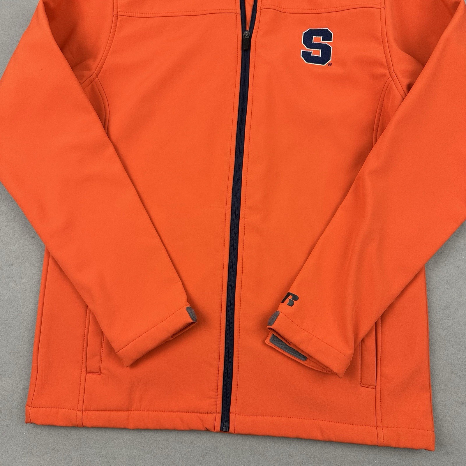 Syracuse Orange Jacket Men Small Orange Solid Full Zip Windbreaker Russell NCAA