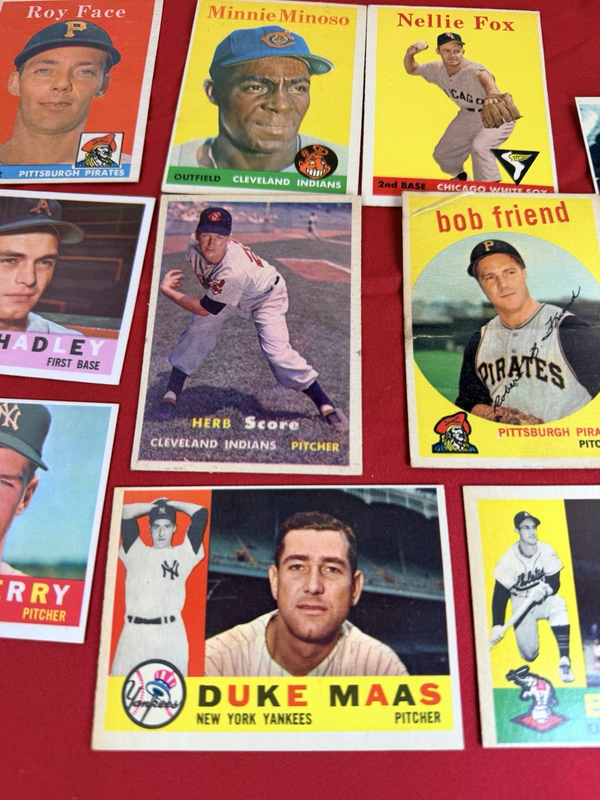 Lot of 10 1958 Topps Baseball Cards Fox Minoso Yankees Pirates #50 #74 #96