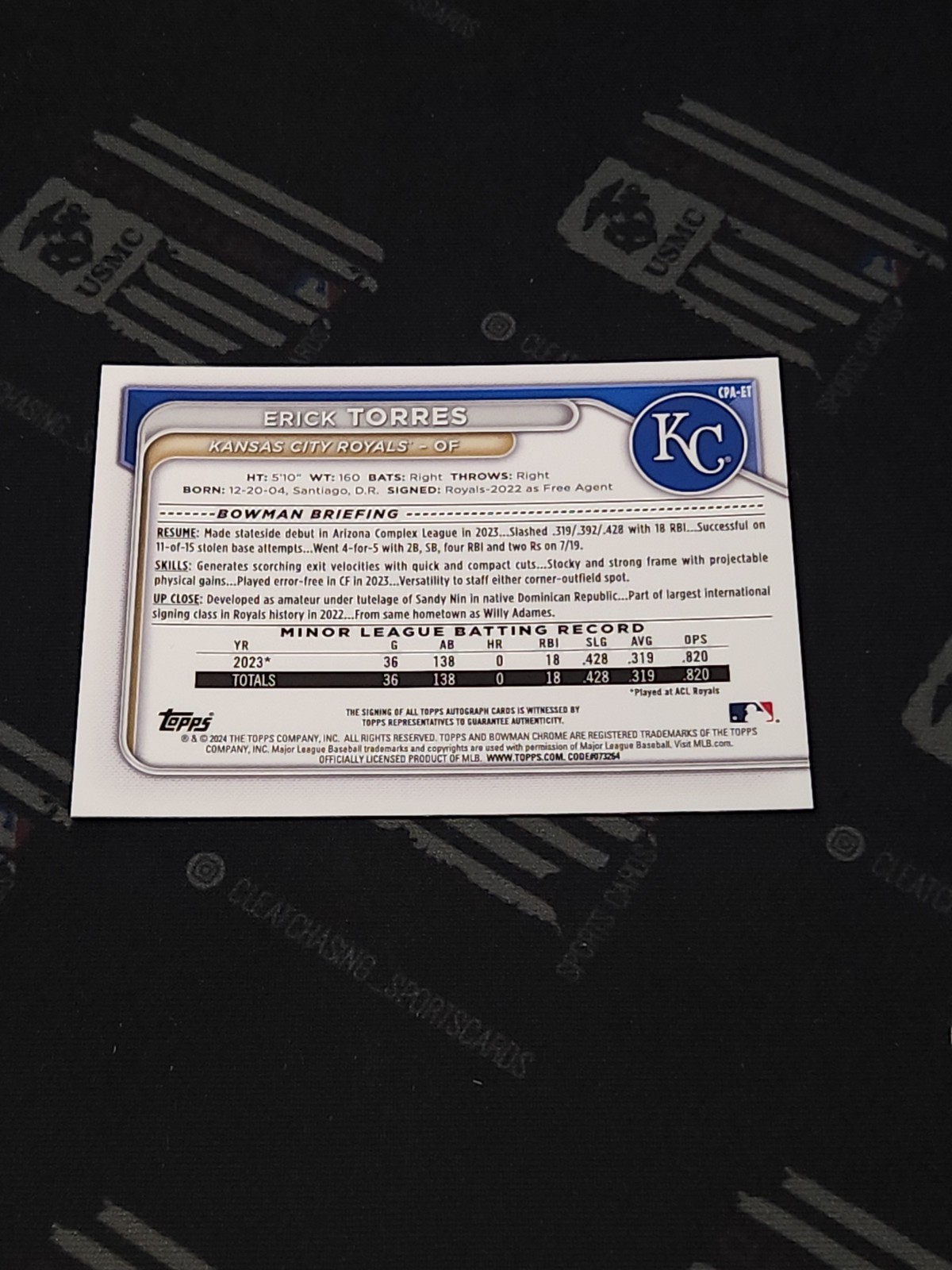 2024 Bowman Chrome Erick Torres #CPA-ET 1st Bowman Auto