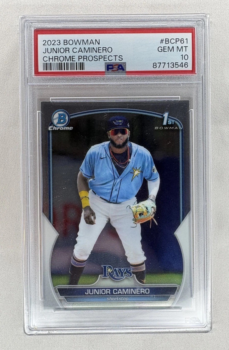 Junior Caminero 2023 1st Bowman Chrome Prospects #BCP-61 PSA 10 TB Rays A