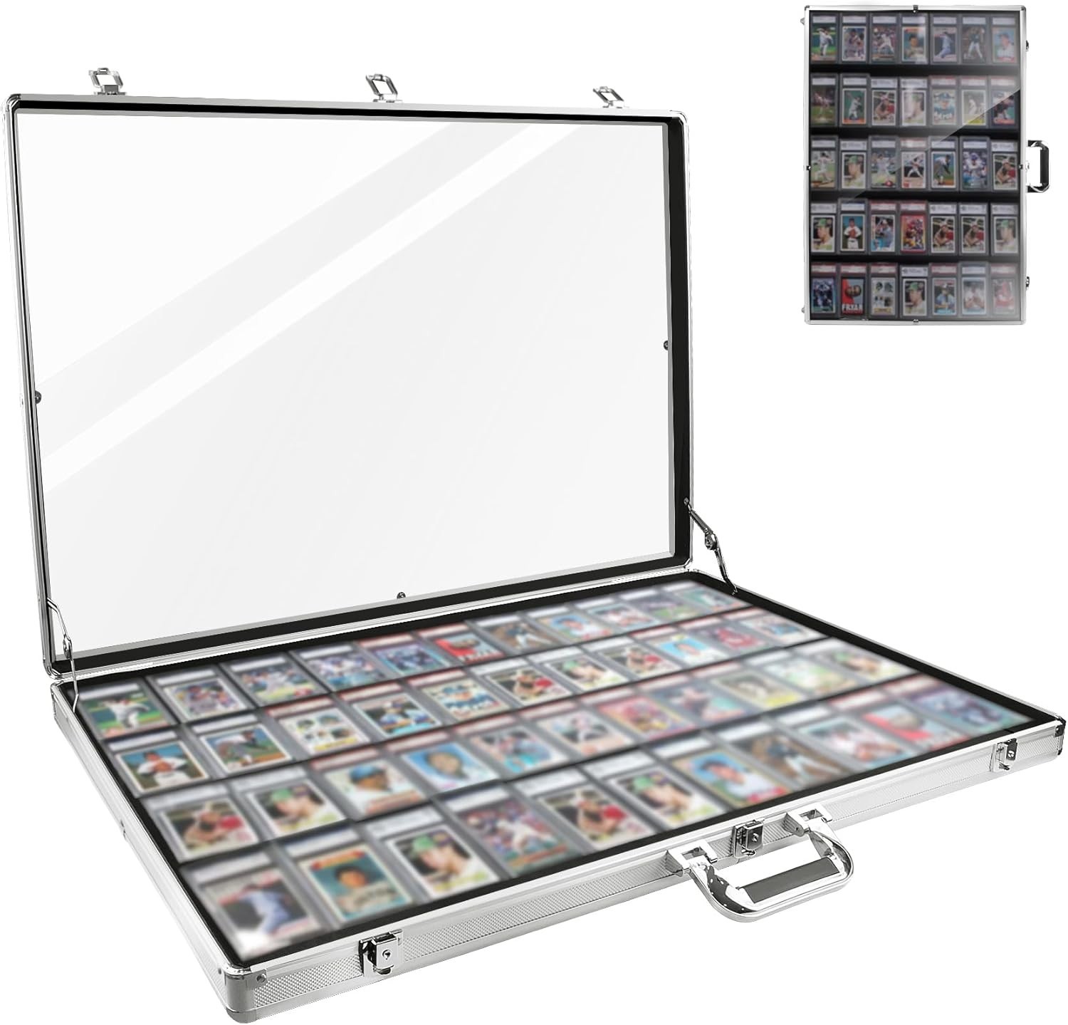 Large 34″x22″ Tabletop Aluminum Display Case with Locks – Secure Your Treasures