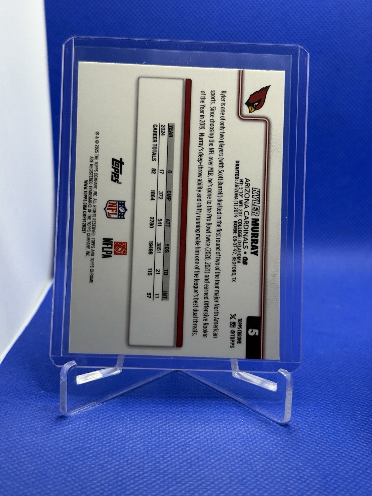 Kyler Murray 2025 Topps Chrome Raywave Refractor #5 Cardinals