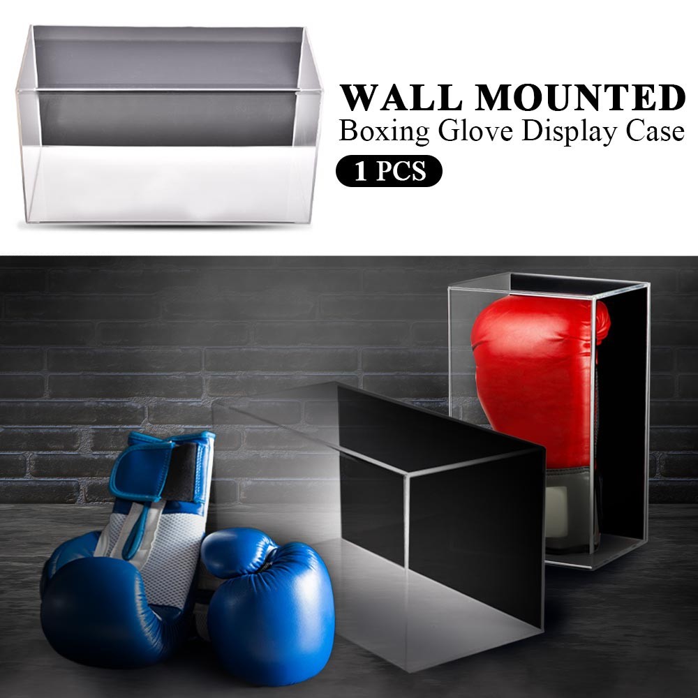Acrylic Wall Mount Horizontal Boxing Glove Display Case UV Protecting Full Size