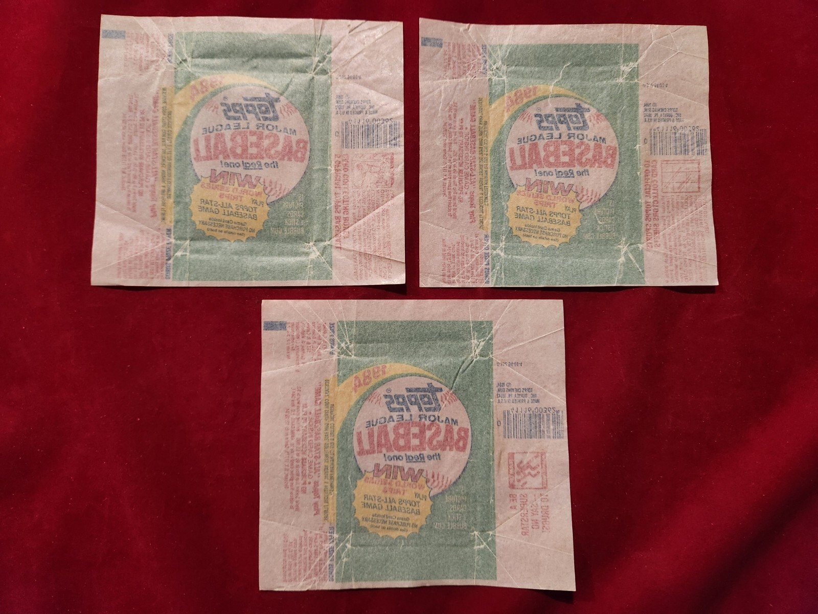 ⚾3 Set / Lot 1984 TOPPS Baseball Wax Pack WRAPPERS 4.2⚾ Mattingly RC Rookie Year