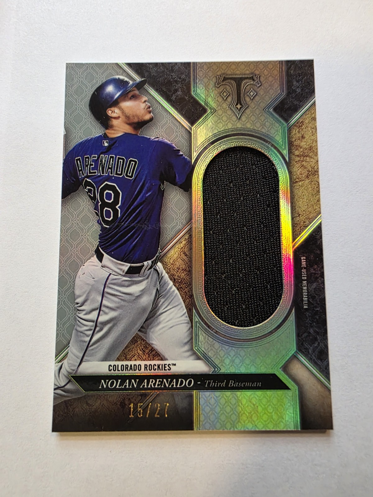 2017 Topps Triple Threads – Single Jumbo Relics Nolan Arenado #SJR-NAA /27 (MEM)