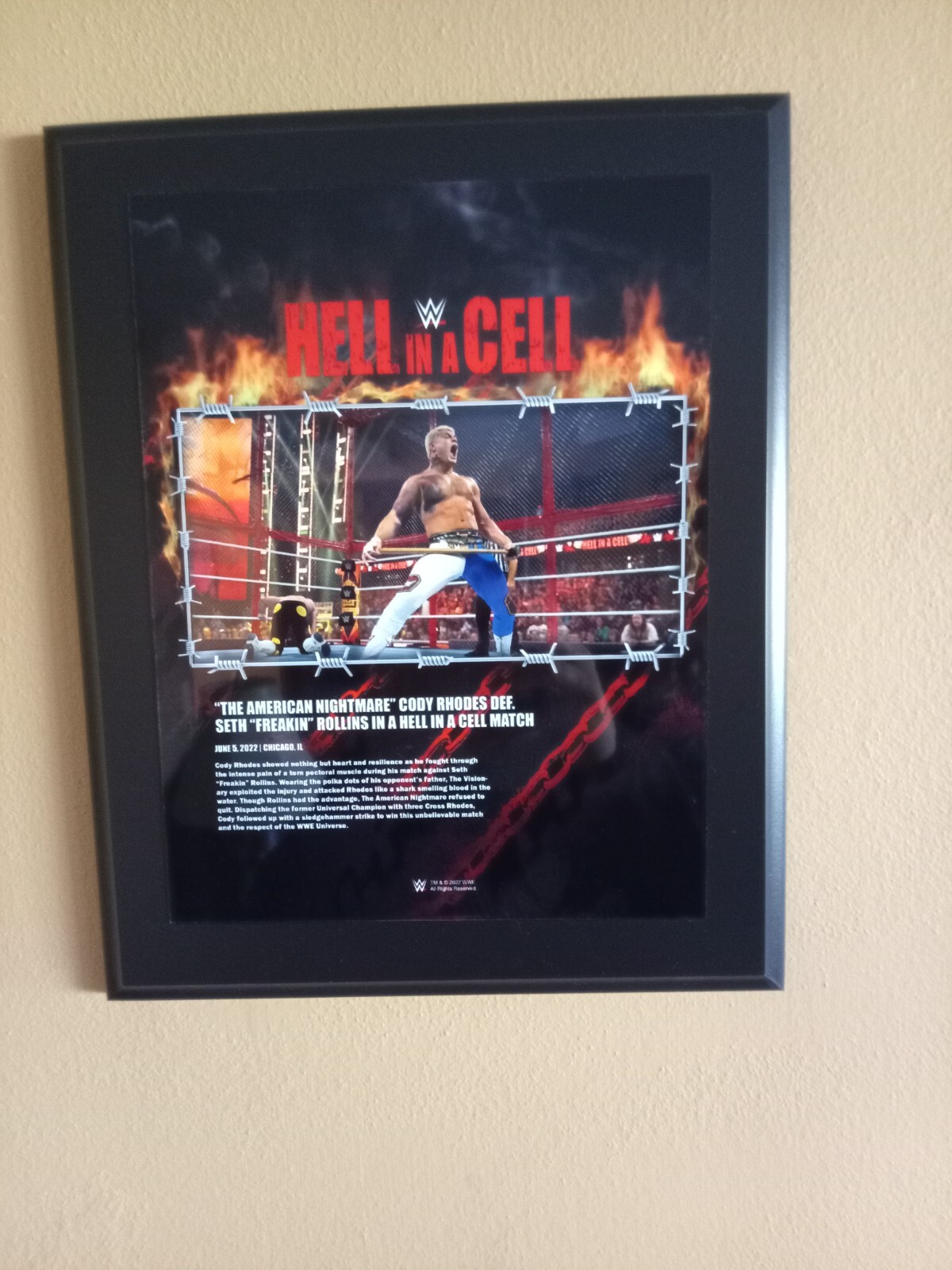 Cody Rhodes WWE 10.5″ x 13″ 2022 Hell in a Cell Sublimated Plaque