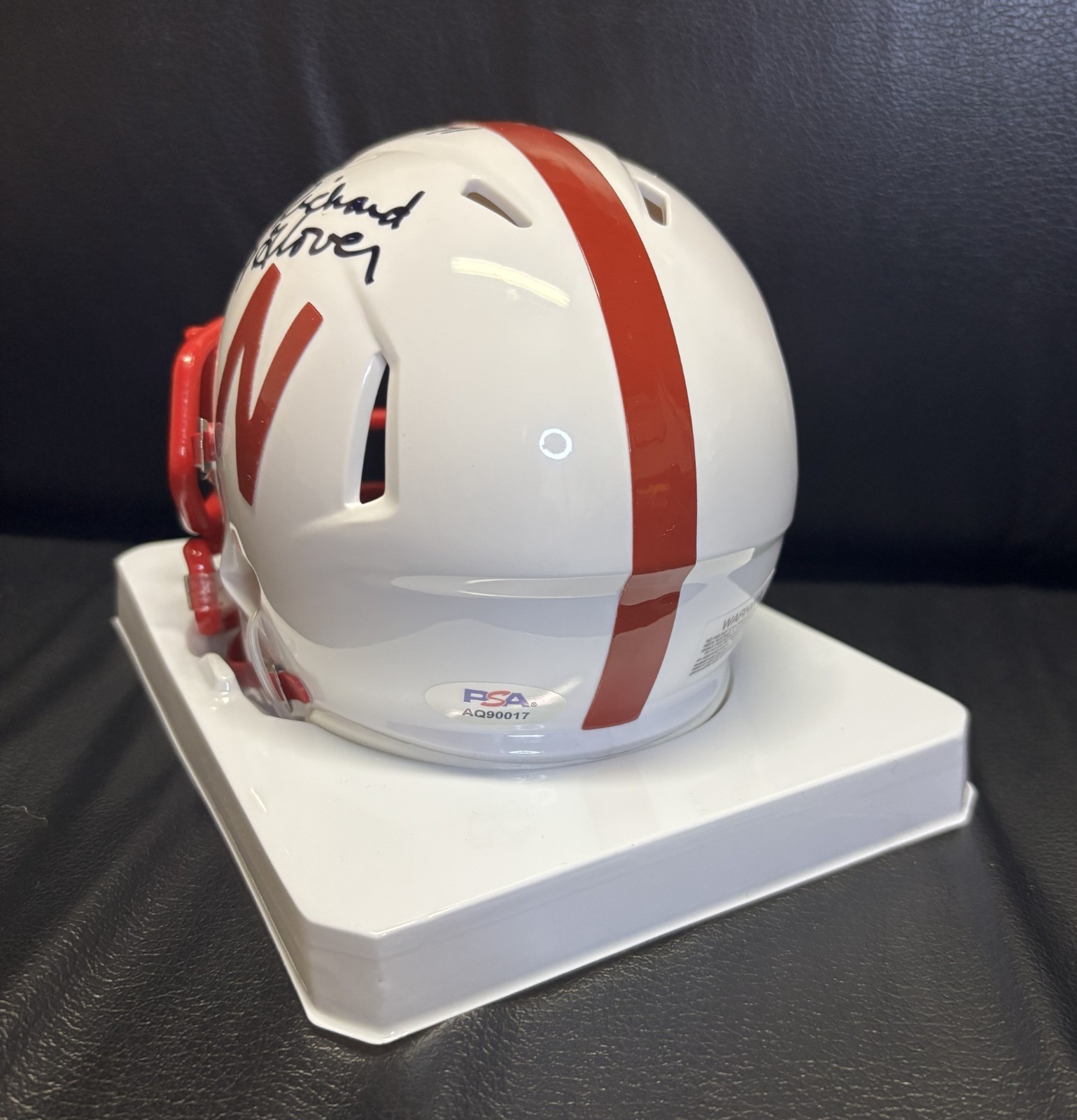NEBRASKA FOOTBALL RICH GLOVER #79 SIGNED INSCRIBED MINI HELMET CHAMPS PSA/DNA