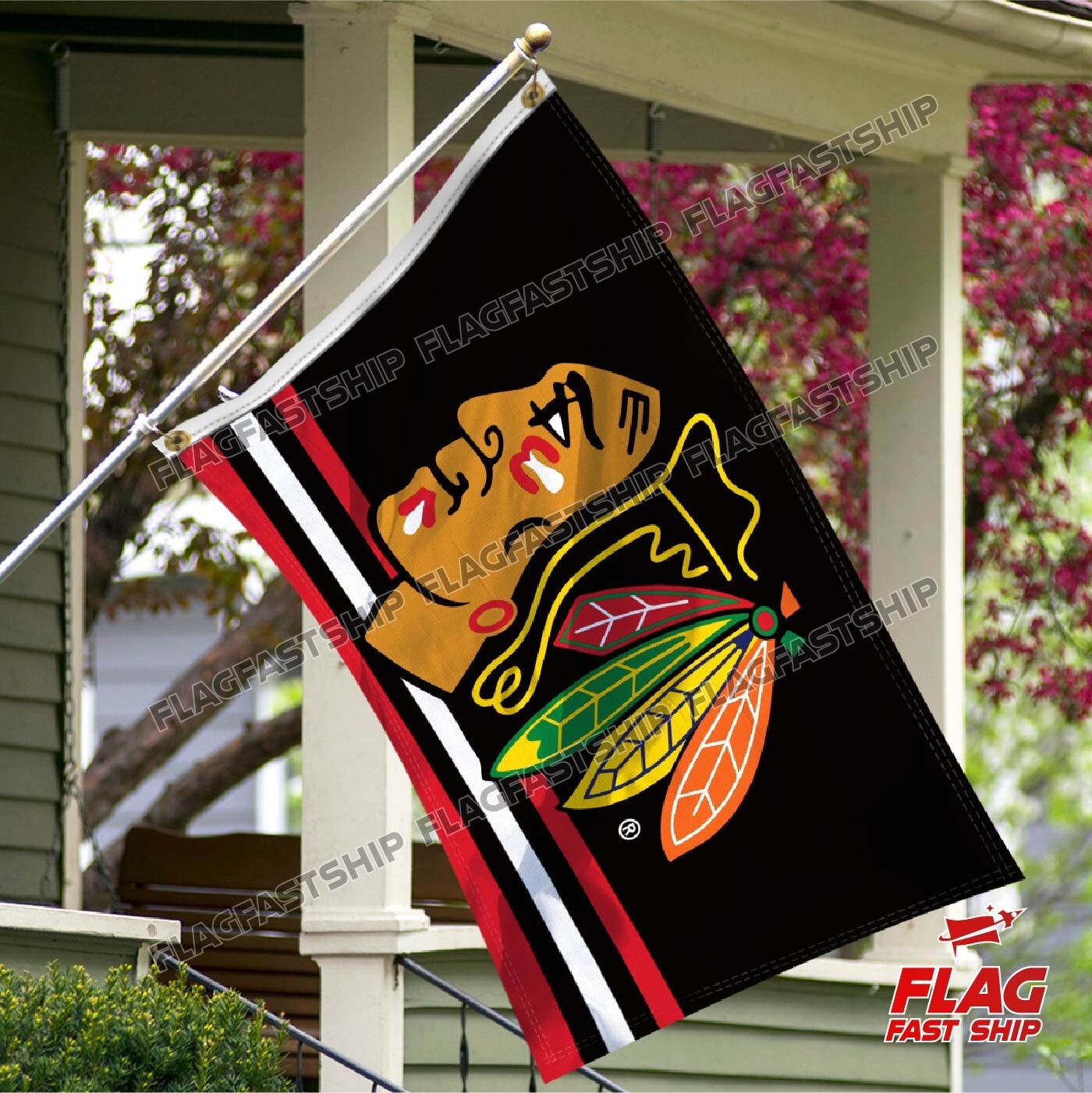 Chicago Blackhawks 3×5 FT Flag Man Cave New NHL w Grommets FREE Shipping