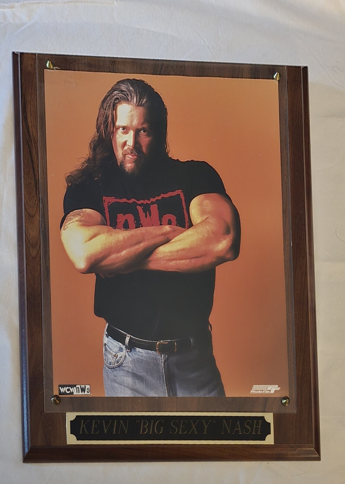 Wrestlers Kevin Nash And Sting Photo Wooden Plaque 11 X 13 NWO Acrylic Vintage