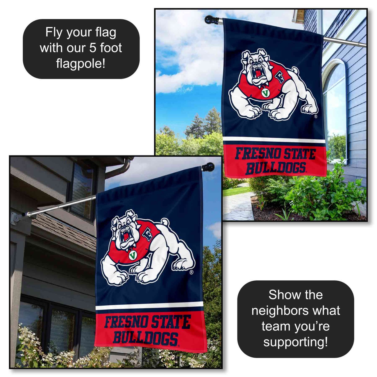 Fresno State Bulldogs Wordmark Logo House Banner Flag