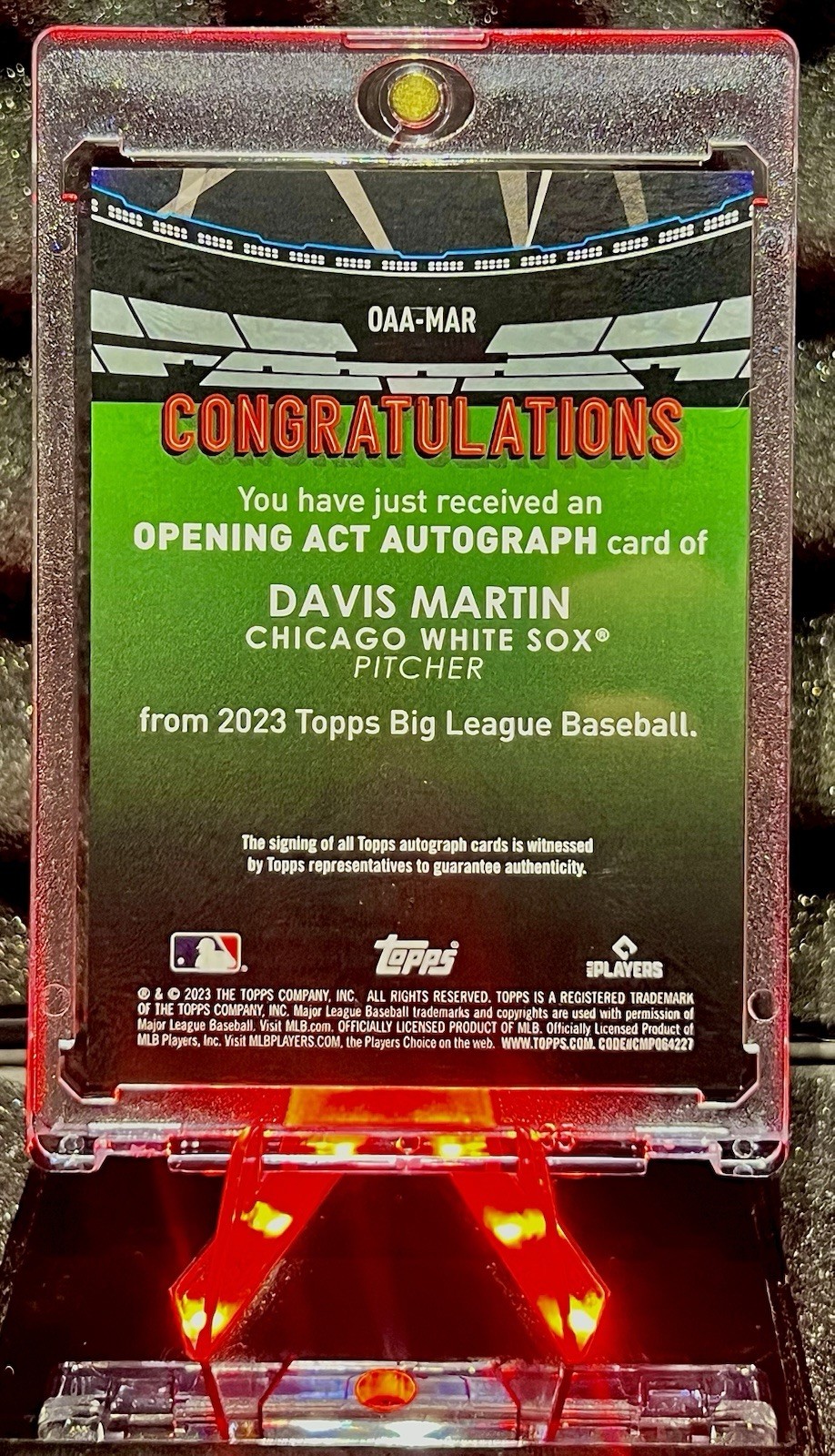🔥⚾️ DAVIS MARTIN Rookie Auto Card 2023 Topps RED REFRACTOR 4/5 *2026 Cy Young?*