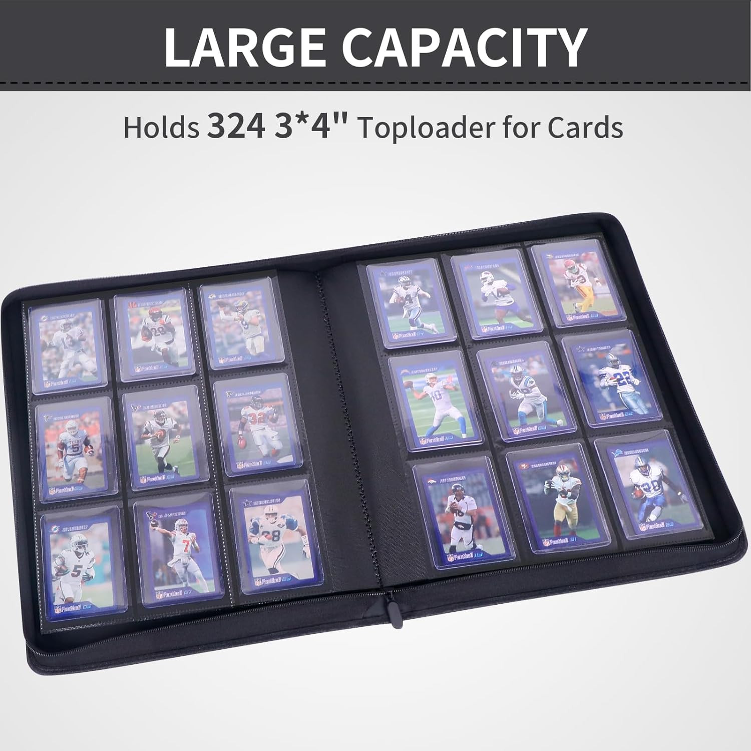 Toploader Binder for 324 Cards, 9 Pockets, Blue Storage Solution