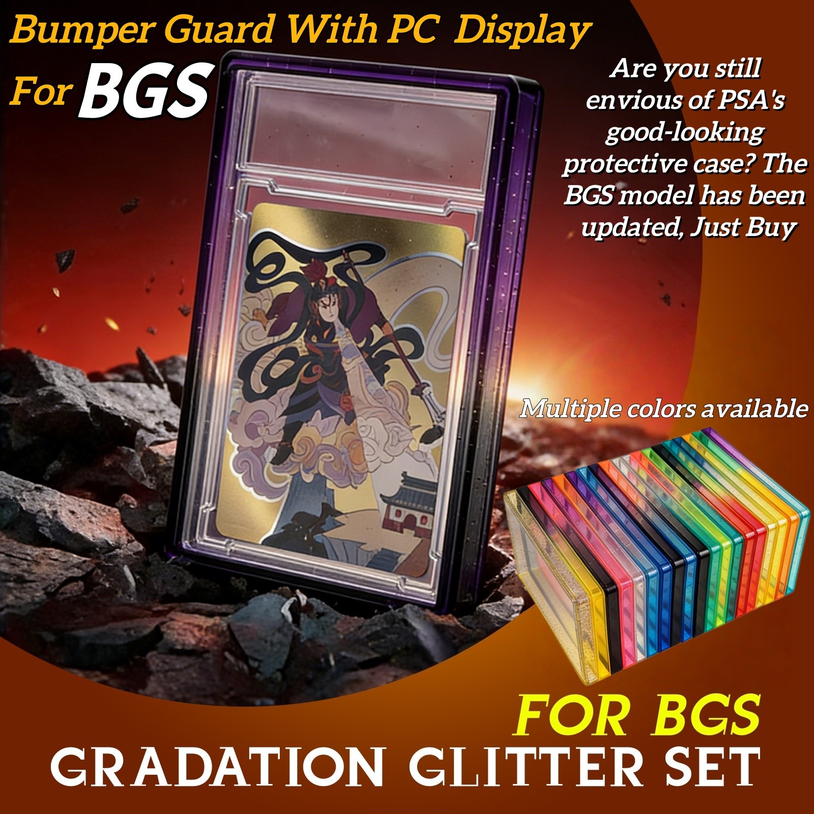 2/5/10pcs Gradient Bumper Guard Case for BGS 35PT Graded Card Slab With PC Panel