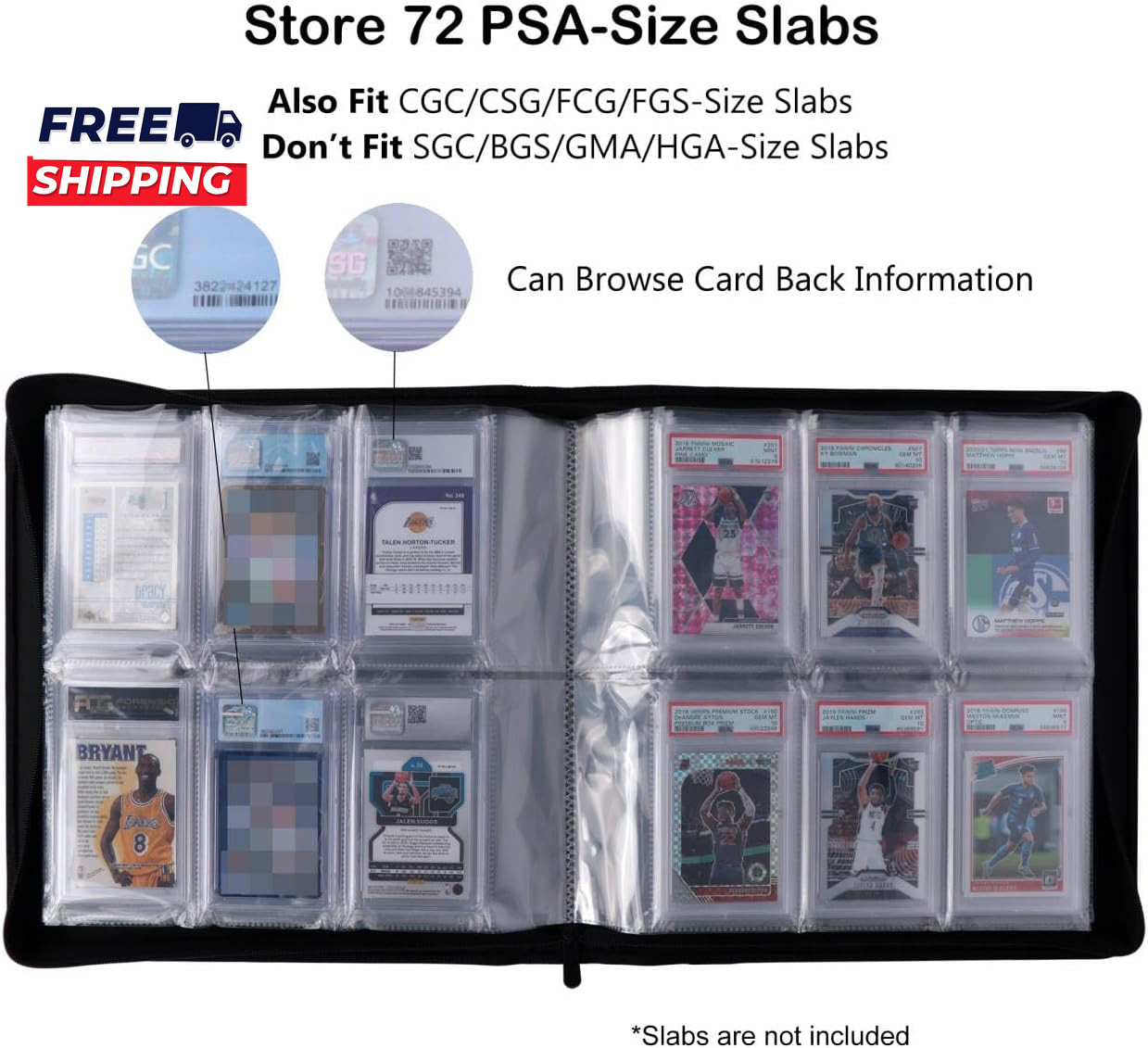 PSA Slab Binder Holds 72 PSA Slabs 6-Pocket Graded Card Binder