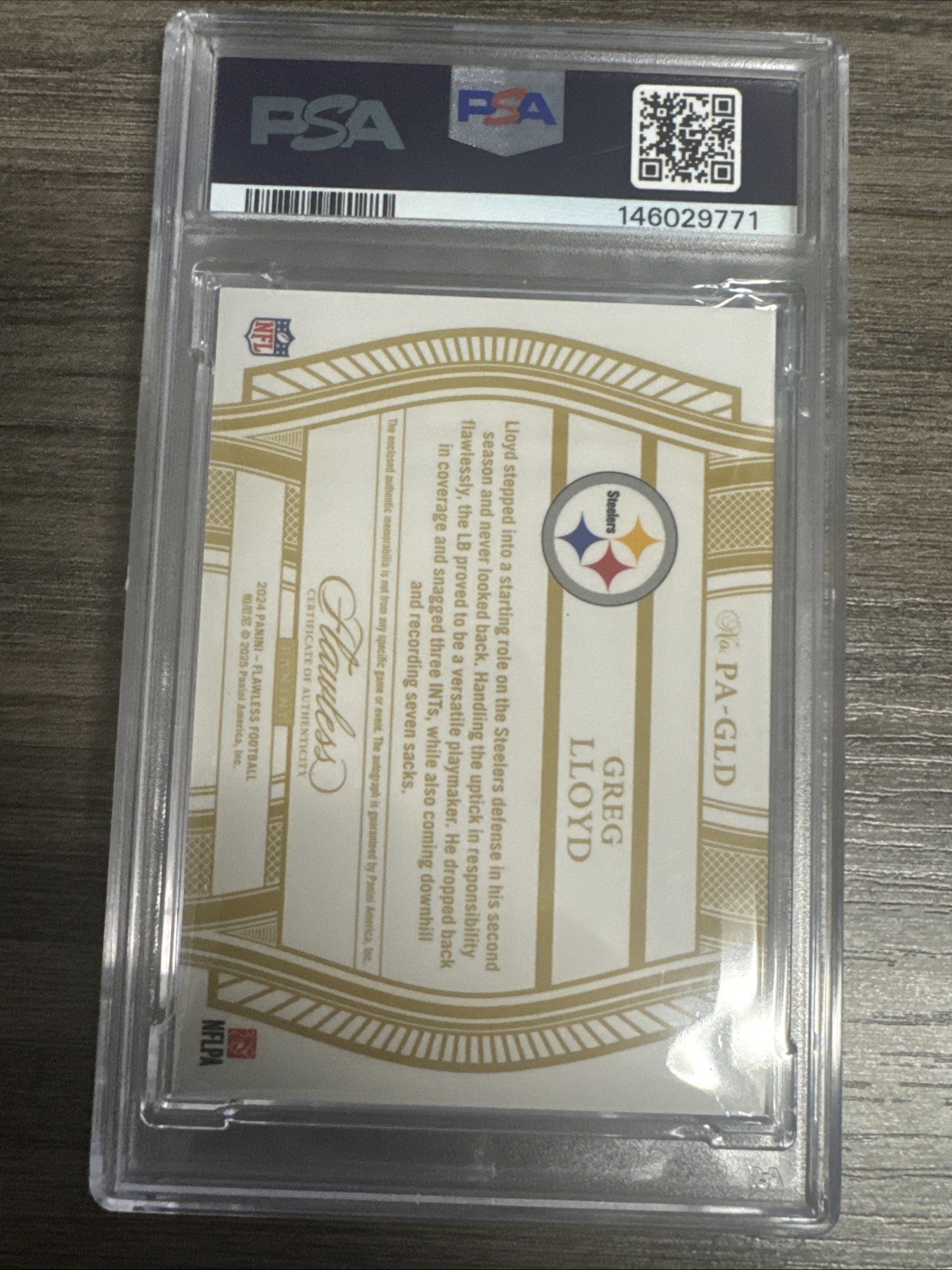 2024 Panini Flawless – Patch Autographs Greg Lloyd #PA-GLD Bronze /6 (AU, MEM)