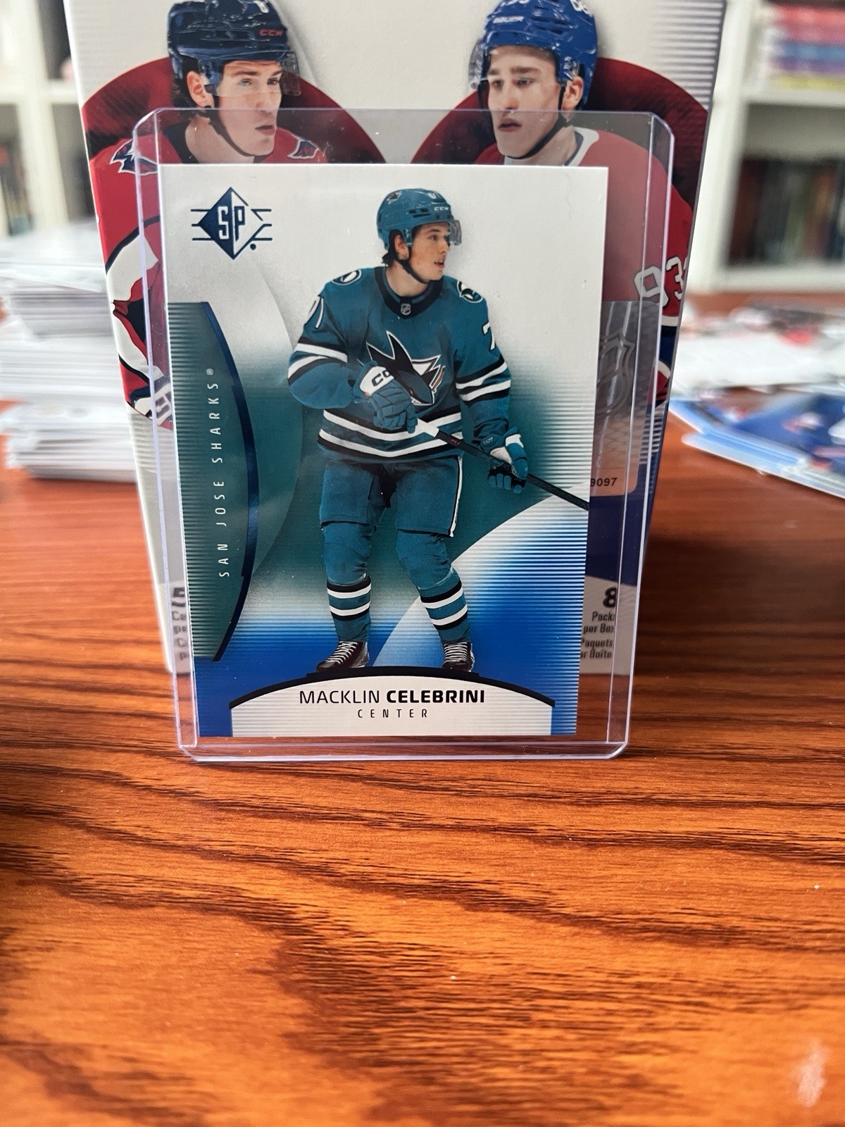 Upper Deck 2025-26 SP Macklin Celebrini #26 Sharks Rookie Blue Parallel