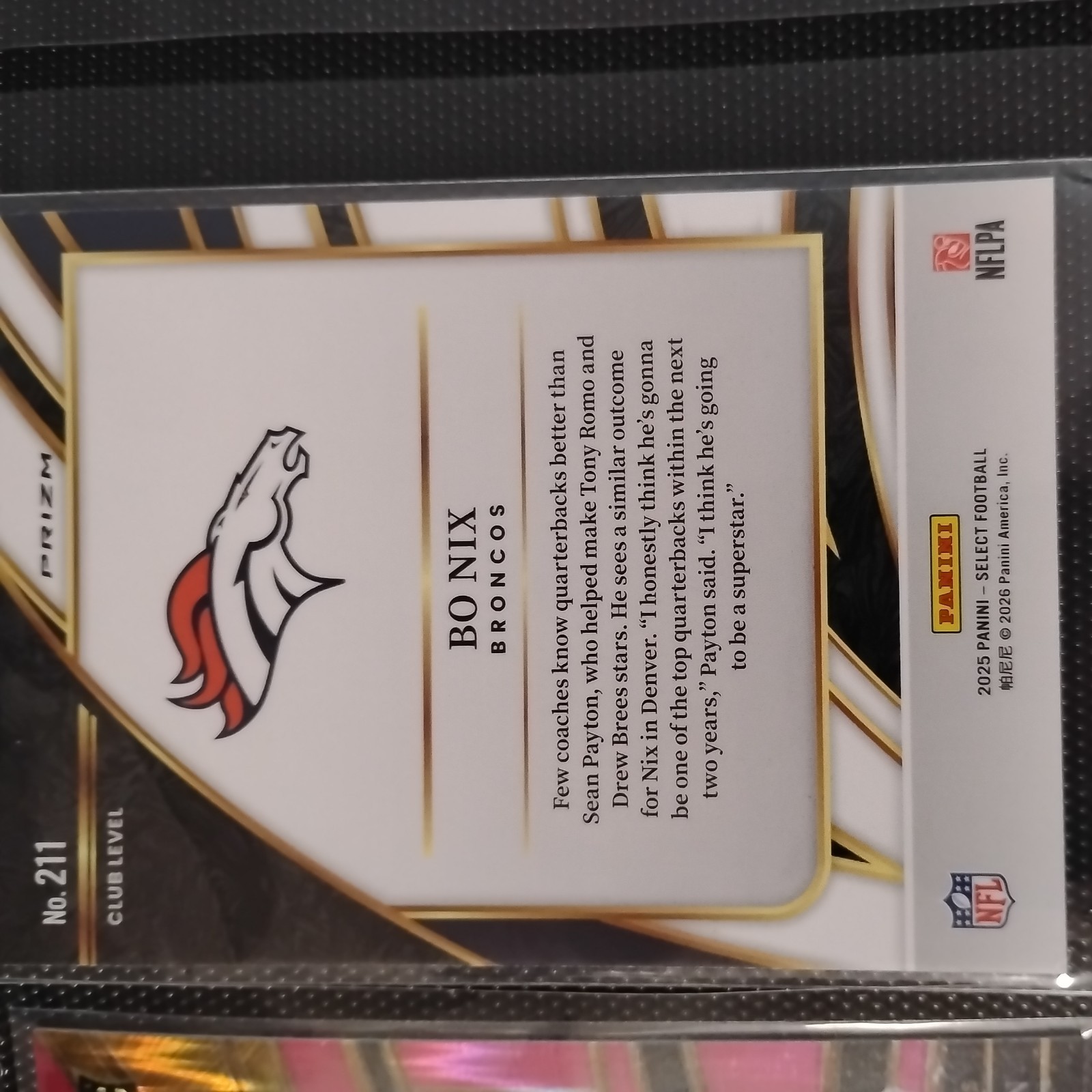 2025 Panini Select – Club Level Bo Nix #211 Pink Shock Prizm