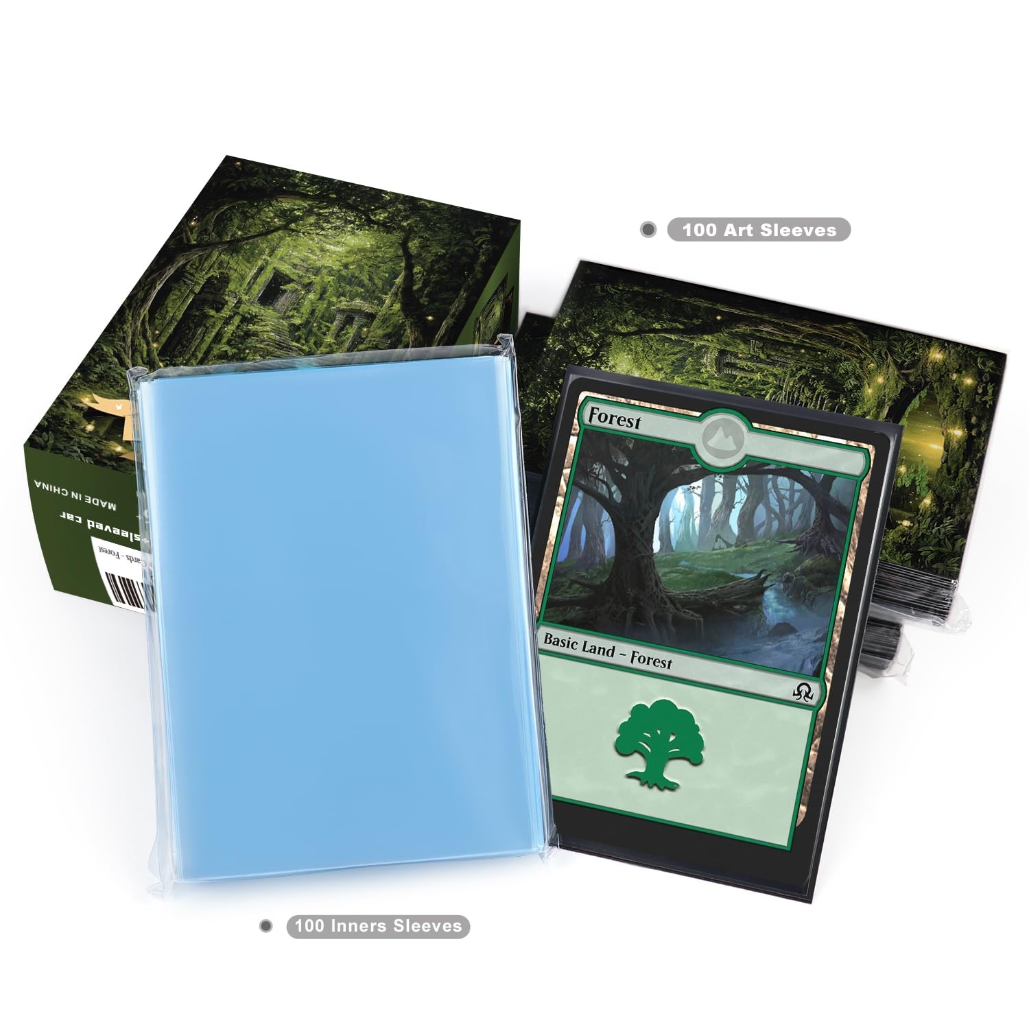 Katomula 100 Card Sleeves for MTG with 100 Inner Sleeve, Textured Back Art Sl…