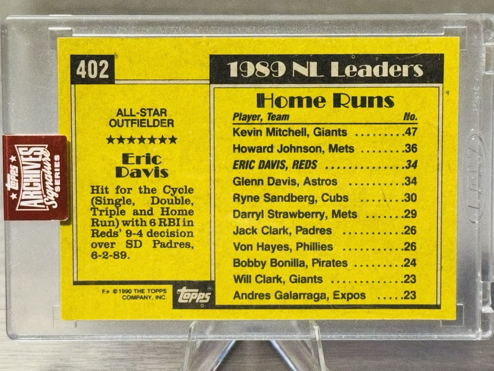 ERIC DAVIS 2023 Topps Archives Signature Series 1990 All-Star On-Card Auto /42!