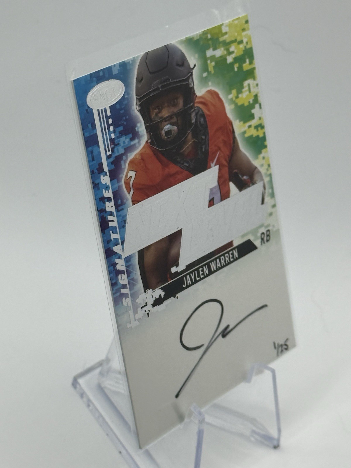 2022 SAGE – Jaylen Warren Next Level Signatures Silver 1/25 #NLS-JW2 *BOOKEND*