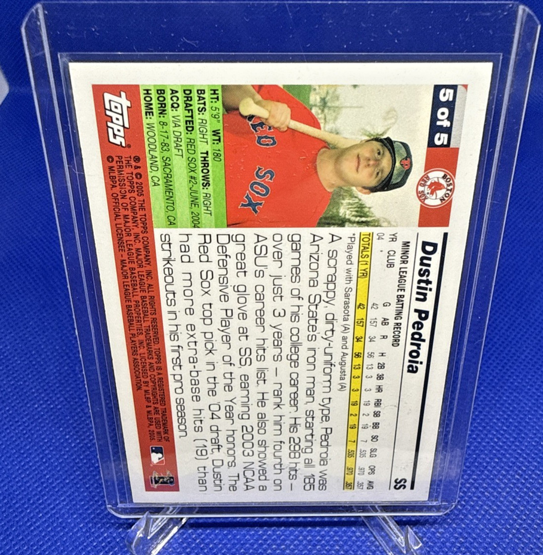 Dustin Pedroia 2005 Topps Factory Exclusive Red Sox Team Bonus Rookie RC #5
