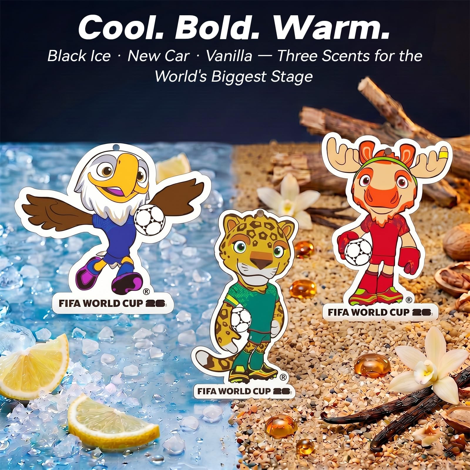 World Cup Mascots 2026, 3 Pack Car Air 1 Count (Pack of 3), Mascot-B