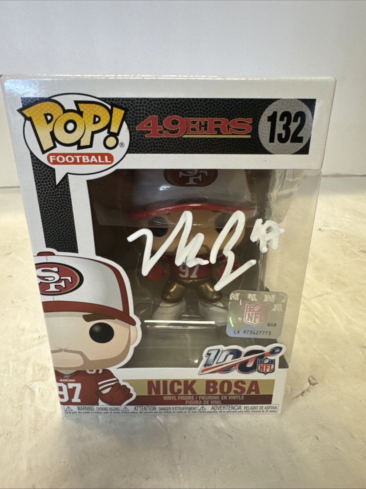 Nick Bosa San Francisco 49ers Signed Funko Pop #132 in White w/ Beckett Coa case