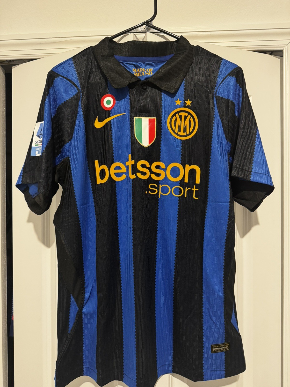Inter Milan 26 27 PLAYER VERSION Slim Fit Home Jersey Scudetto Copa Italia Patch