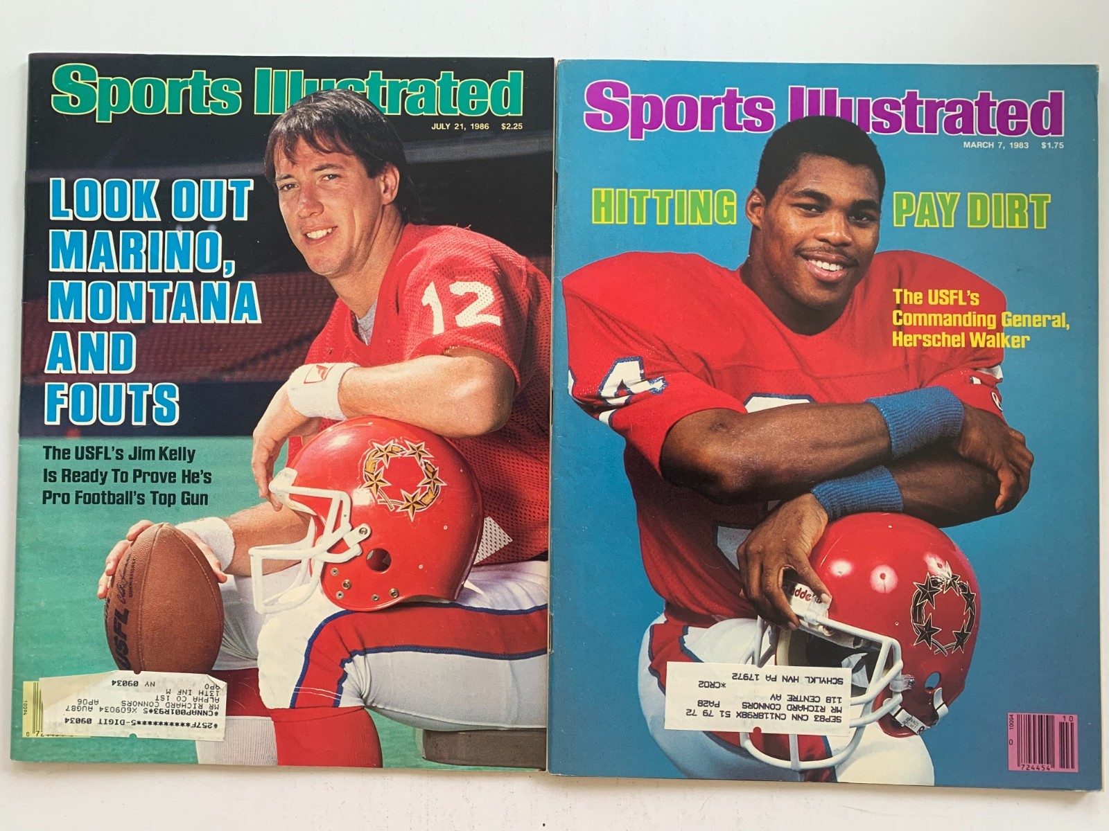 Sports Illustrated (’93 & ’96) – New Jersey Generals: J. Kelly & H. Walker!!